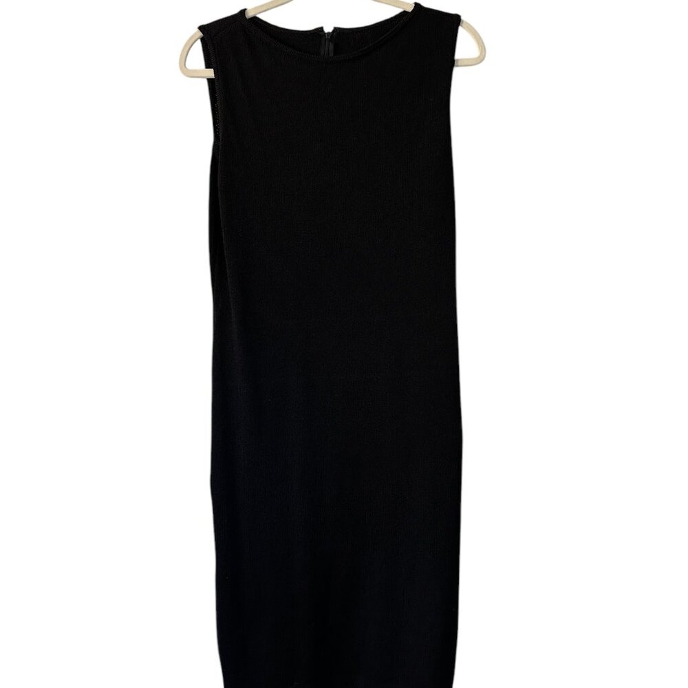 Vtg St John Collection Marie Gray black knit sheath dress Sz 6